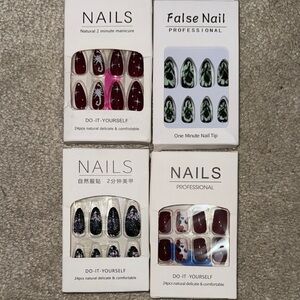 Assorted False Nail Set - Red and Black Designs